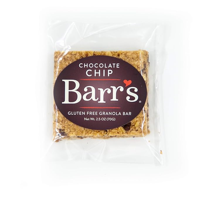 Mrs. Barr’s Natural Foods Granola Bars | Chocolate Chip | Certified Organic Gluten Free Oats | Soft
