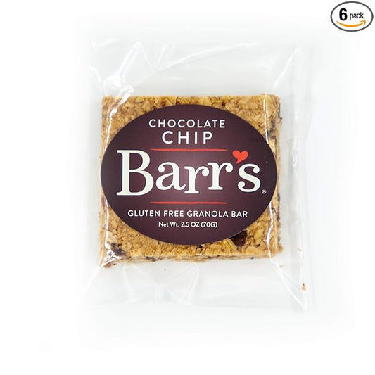 Mrs. Barr’s Natural Foods Granola Bars | Chocolate Chip | Certified Organic Gluten Free Oats | Soft