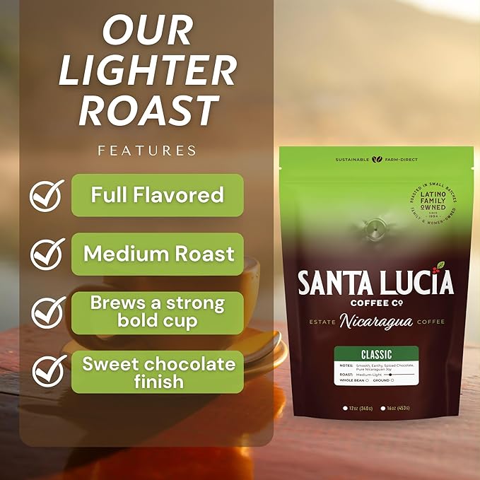 Santa Lucia Coffee - Grand Reserve Classic Medium Roast Nicaraguan Coffee - Medium Roast - 91 Point