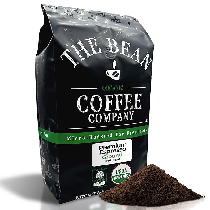 The Bean Organic Coffee Company Premium Espresso, Dark Roast, Ground Coffee, 5-Pound Bag, Café