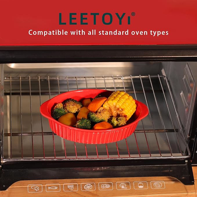 LEETOYI Porcelain Small Oval Au Gratin Pans,Set of 4 Baking Dish Set for 1 or 2 person servings