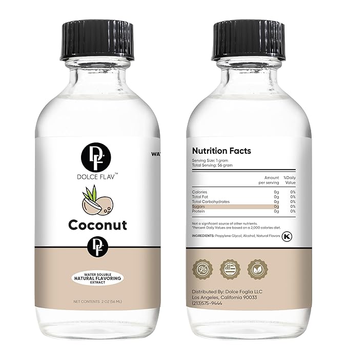 Dolce Flav Natural Coconut Extract ??2 Ounce Water-Soluble Kosher, Sugar-Free, Concentrated