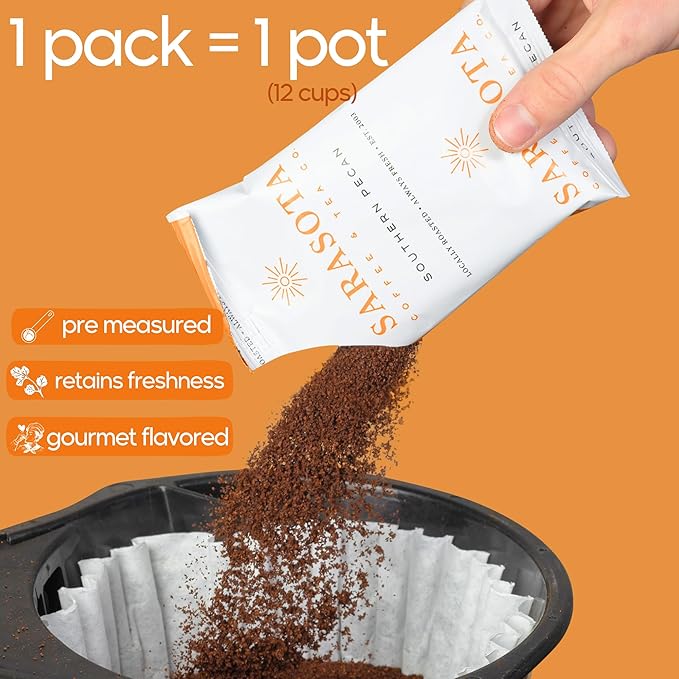Sarasota Coffee Ground Packets | Gourmet Flavored Medium Roast Bulk Coffee Packs | Southern Texas