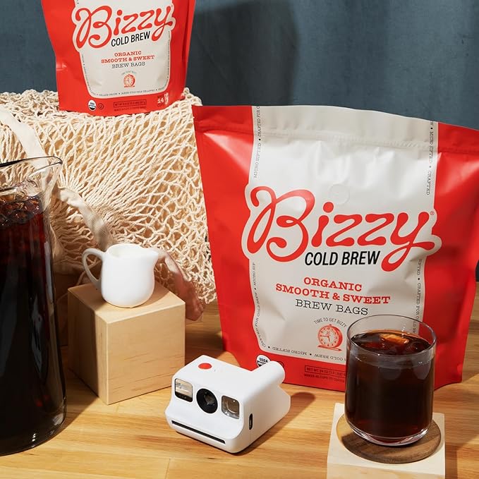 Bizzy Organic Cold Brew Coffee | Smooth & Sweet Blend | Coarse Ground Coffee | Medium Roast | Micro