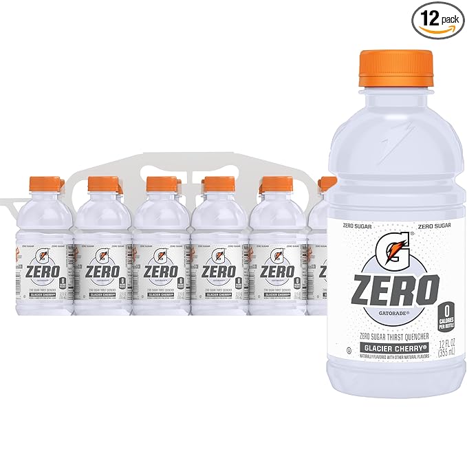 Gatorade G Zero Thirst Quencher, Glacier Cherry, 12 Ounce Bottles, 12 Count