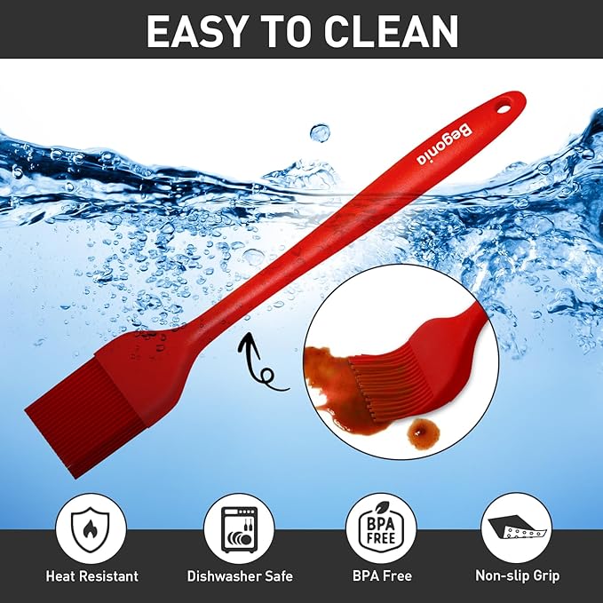 Begonia Silicone Basting Pastry Brush-2pcs Heat Resistant Cooking Brush for Oil, Sauce, Butter