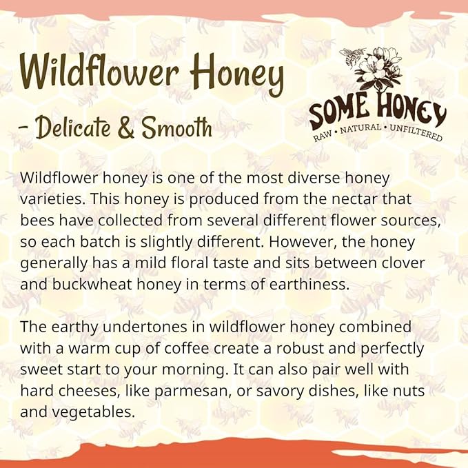 Some Honey Raw & Unfiltered Orange Blossom Honey – 100% Pure USDA Grade A Honey – All-Natural – 80