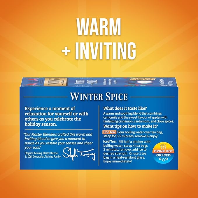 Twinings Winter Spice Herbal Tea Individually Wrapped, 20 Count (Pack of 1), Camomile, Apple