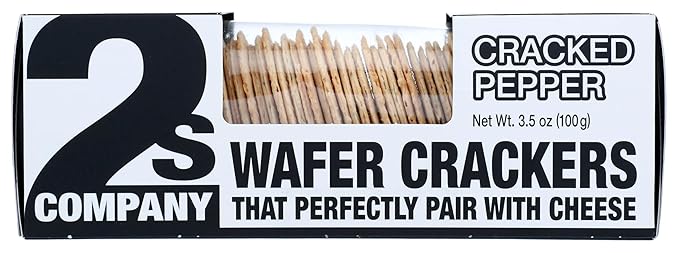 2's Company Cracked Pepper Wafer Cracker for Cheese, 3.5 Oz