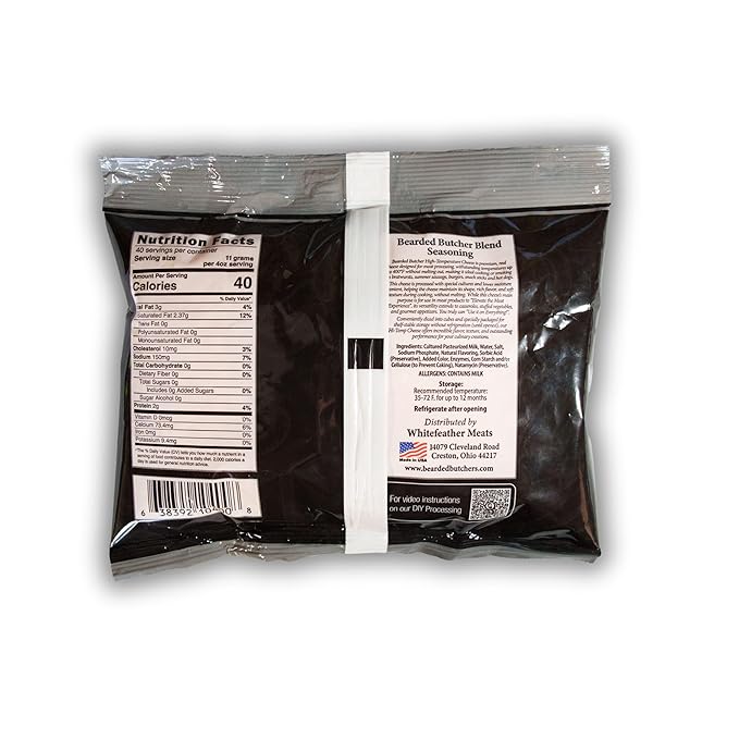 Bearded Butchers High-Temp Cheddar Cheese 1 lb ??Shelf-Stable 1/4" Cubes for Up to 10 lbs of Meat
