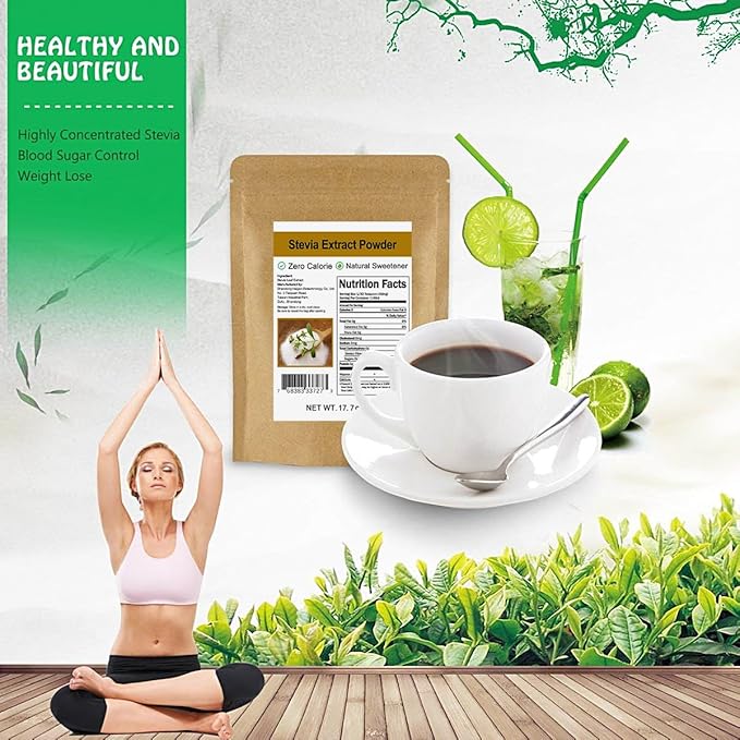 Pure Stevia Extract Powder without Erythritol 17.7oz(500g) - Highly Concentrated Stevia Powder