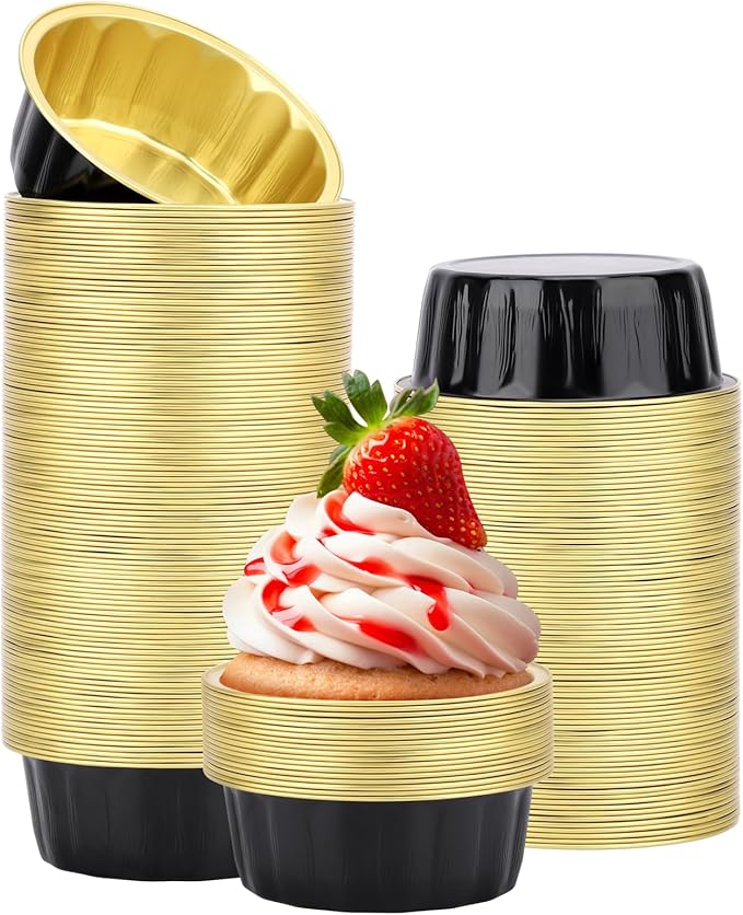 Beasea Disposable Aluminum Ramekins, 8oz 200 Pack Ramekins Foil Cups Baking 3.9" Ramekin Cup