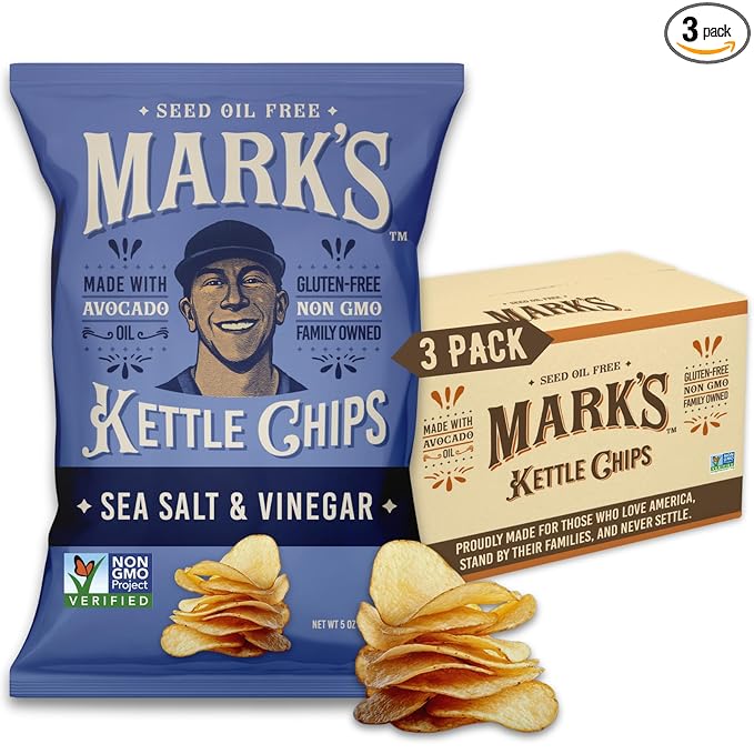 MARK???Kettle Cooked Avocado Oil Potato Chips, Sea Salt & Vinegar ??Seed Oil & GMO Free | Sea Salt