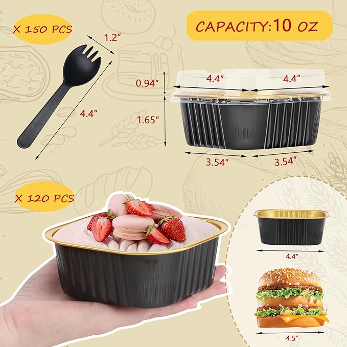 LNYZQUS 120pack/10oz Mini Cake Pans with Lids, Small Foil Baking Tins Brownie Baking