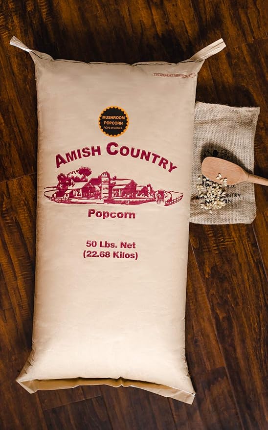 Amish Country Popcorn | 50 Pound Bag Mushroom Kernels | Old Fashioned, Non-GMO and Gluten Free