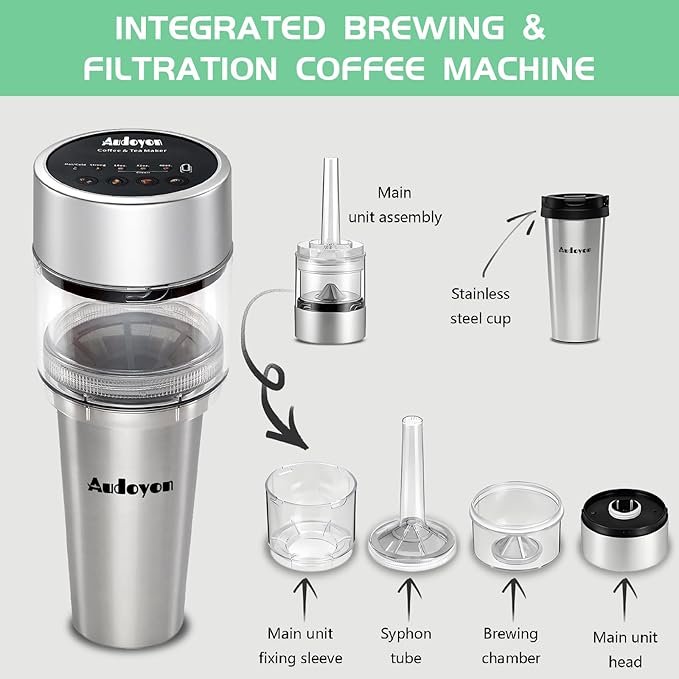 Coffee & Tea Maker, Portable Cold Brew Coffee Machine, Rapid Tea Brewer 16oz Hot & Iced