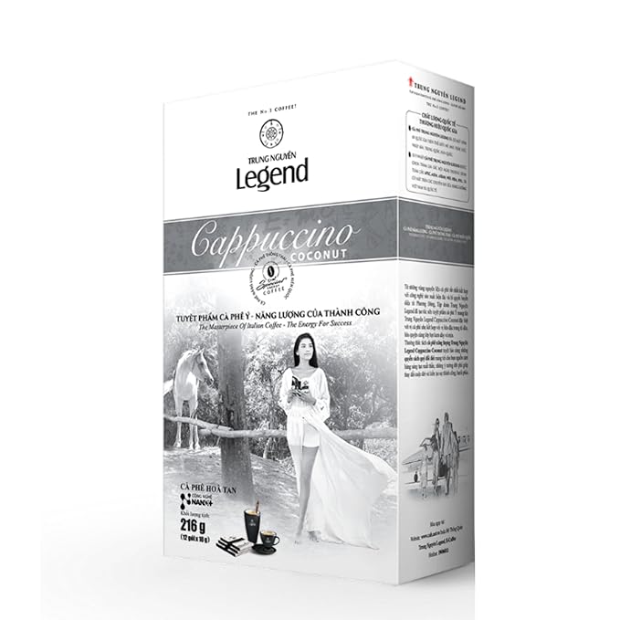 TRUNG NGUYEN LEGEND Cappuccino Coconut Instant Coffee Single Served Stick for Energy Boost (8oz