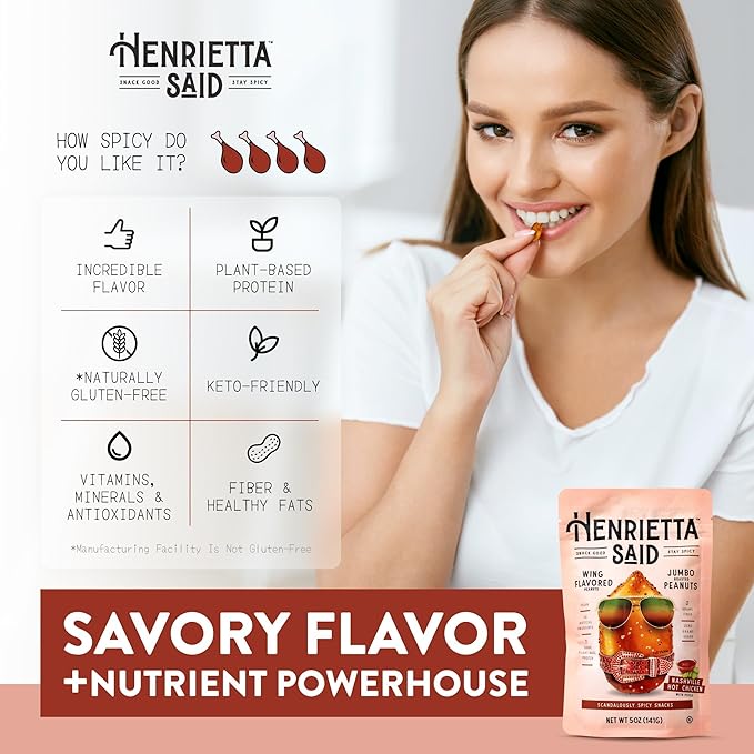 Henrietta Said Wing-Flavored Peanuts - Truly Good Foods Snacking Nuts - Bold Flavors - Savory &