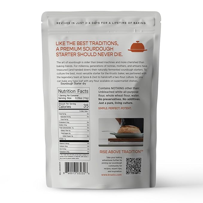 Dual-Flour Organic Sourdough Starter Culture - Fast-Activating Dehydrated Chips with Natural Wild