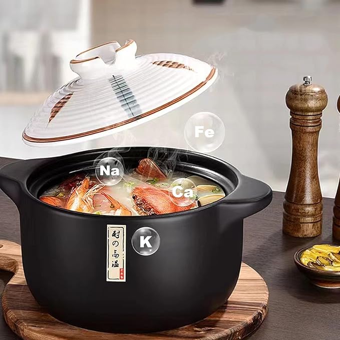 3.2 Quart Ceramic Casserole,with Lid Ceramic Pot,Heat-Resistant Round Stew Pot Soup Pot for cook