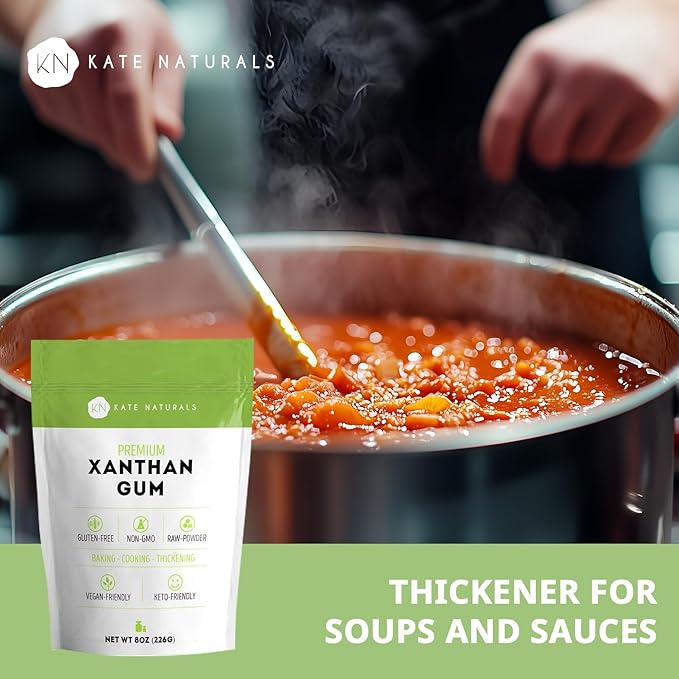 Kate Naturals Xanthan Gum for Baking, Ice Cream & Thickener (8oz, Gluten Free, Food Grade, Skin