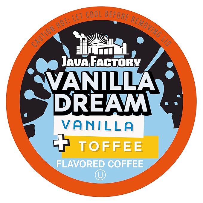 Java Factory Coffee Pods Vanilla Flavored Coffee Compatible with K Cup Brewers Including 2.0