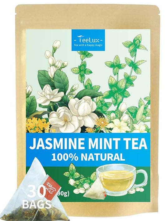 TeeLux Mint Jasmine Tea, 3g/bag, Mint with Jasmine, Lily, Osmanthus, Chrysanthemum, Fresh &