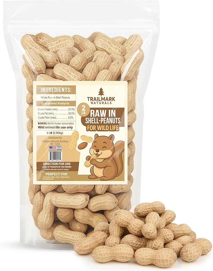 2 LB - Raw Peanuts For Squirrels, Raw In Shell Peanuts For Birds and Wildlife- Squirrel Food, Wild
