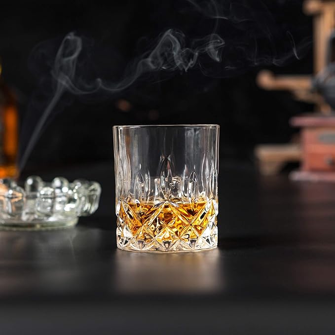 KANARS Old Fashioned Whiskey Glasses - 10 Oz Crystal Rocks Barware Set of 2 for Scotch, Bourbon