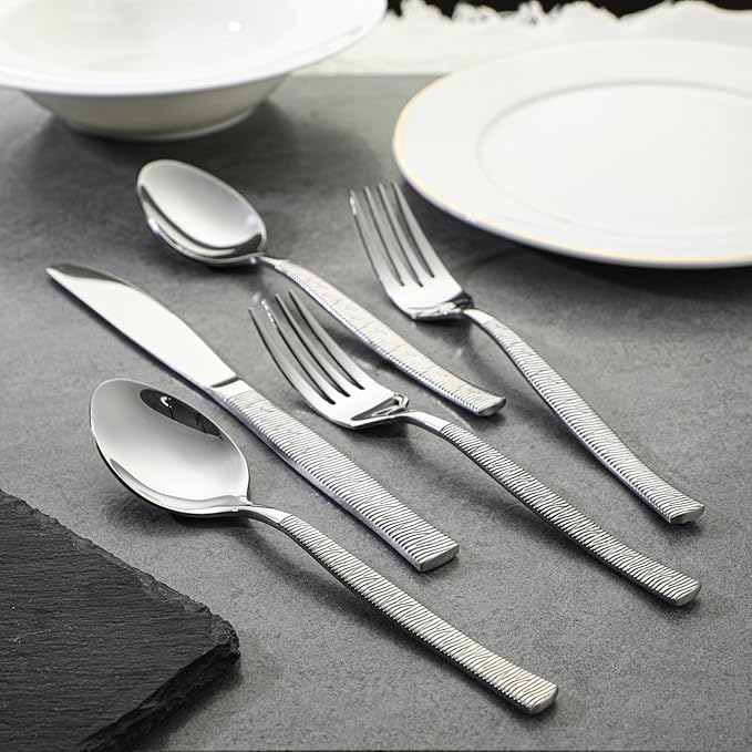 40-Piece Silverware Set Stainless Steel Flatware Set for 8,Dinner Knives Forks and Spoons