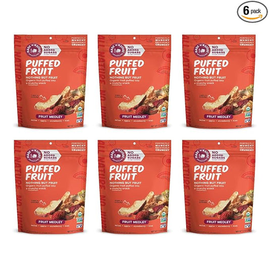 Made In Nature Organic Puffed Fruit Medley, 1.2 Ounce (Pack of 6) ??Fruit Variety Pack, Vegan