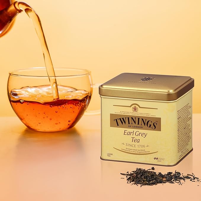 Twinings Earl Grey Loose Tea Tins, 7.05 Ounce Tins (Pack of 1), Smooth, Flavourful, Robust Black