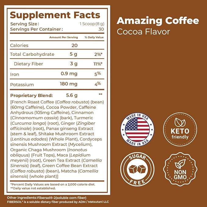 Superfoods Company |Amazing Coffee - Instant French Roast | Adaptogenic Mushrooms, Superfoods