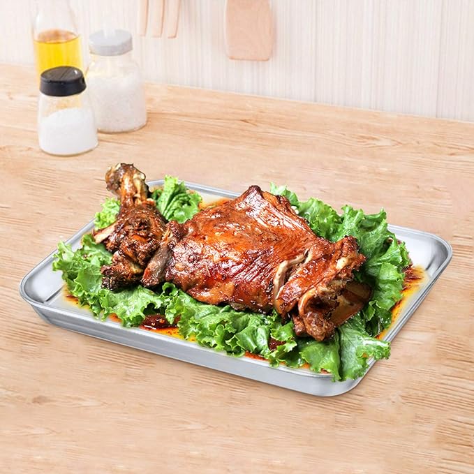 P&P CHEF 9 Inch Baking Cookie Sheet, Oven Pan Tray Stainless Steel Sheet Pan for Kitchen, Oven