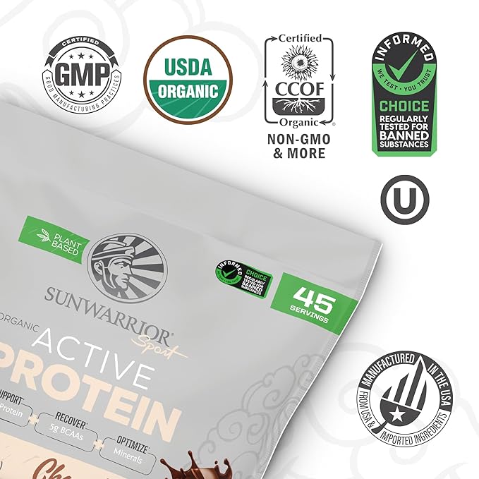 Sunwarrior Organic Plant Based Protein Powder | Vegan Organic Protein Powder with BCAA Amino Acids