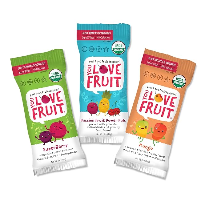 YOU LOVE FRUIT - Fruit Snacks Variety Pack 30 count, 100% Natural Gluten-Free, Vegan, Low Carb, Low