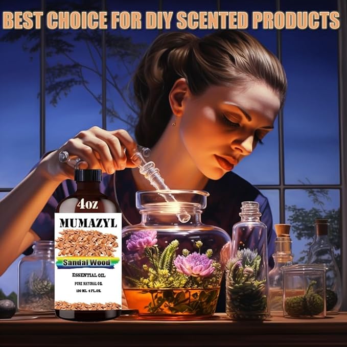 Sandalwood Essential Oil, Sandalwood Oil 4 Fl Oz 120ML for Diffuser Humidifier Yoga Cleaning DIY