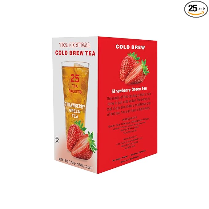 Life Plus Style Gourmet TEA CENTRAL Strawberry Iced Tea with Organic Ceylon Green Tea Natural