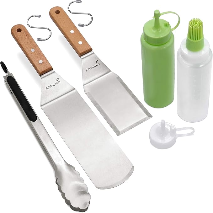 Metal Spatula Set of 4 - Griddle Accessories kit - Grill Flat Spatula Pancake Flipper Hamburger