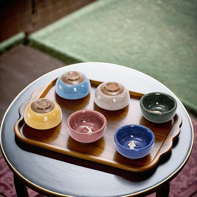 Foraineam 12 Pieces Ceramic Sake Tea Cups, Korean Soju Shot Glasses Sets, 1 oz / 30ml Tiny Sake