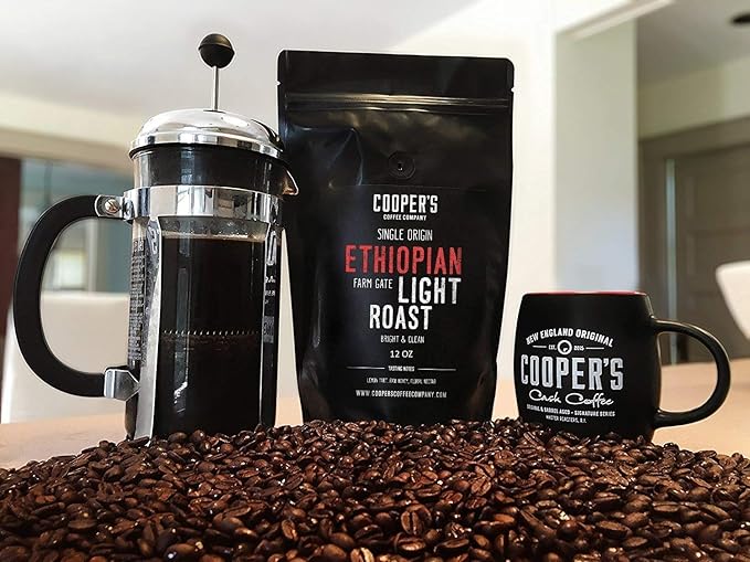 Ethiopian Bold Light Roast Grade 1, Ground Coffee, Natural Dry Processed Single Origin, Intense
