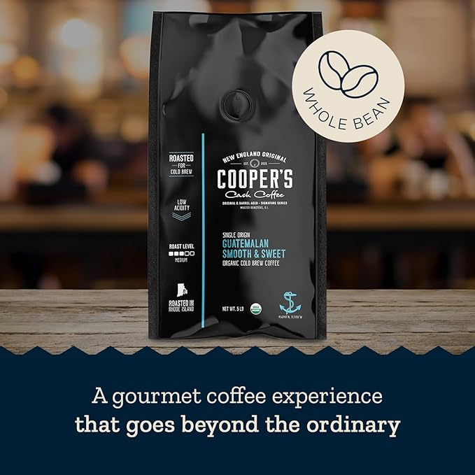 Organic Cold Brew Coffee - Guatemalan Coffee Beans Crafted For Cold Brewing - Whole Bean or Coarse