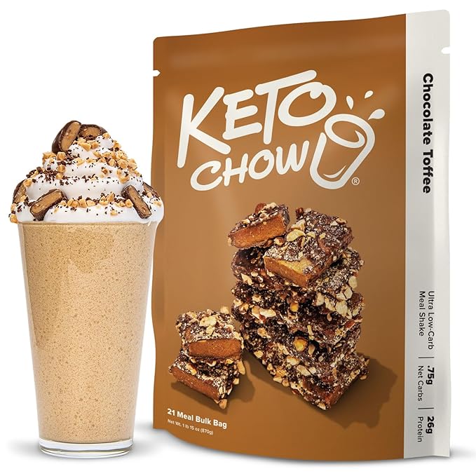 Keto Chow Chocolate Toffee | Keto Meal Replacement Shake Powder | Nutritionally Complete | Low Carb