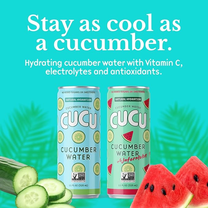 CUCU Cucumber Water + Watermelon Water ??Natural Hydration from Cucumbers with Vitamin C