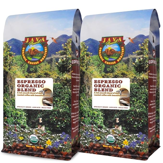 Low Acid Organic Coffee ??Whole Bean, Mold-Free & Stomach Friendly by Java Planet, Espresso Blend