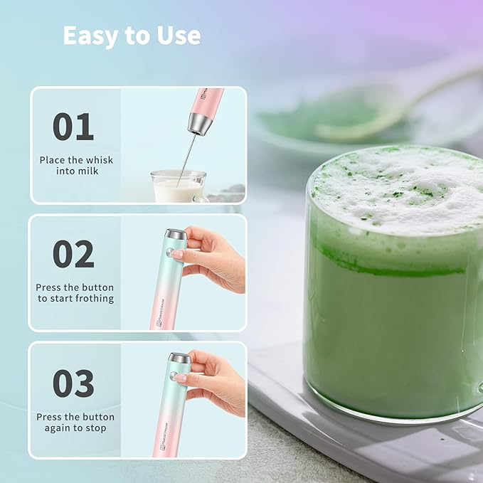 Maestri House Rechargeable Milk Frother with Stand, LunaFro Handheld Electric Foam Maker Waterproof