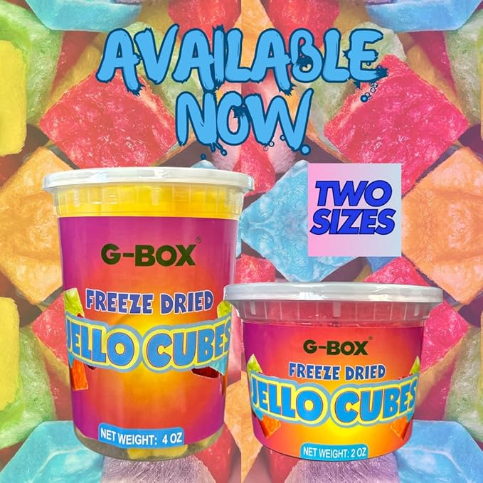 G-Box Freeze-Dried Strawberry Jello Cubes - 4 oz | USA-Made Freeze Dried Strawberries |