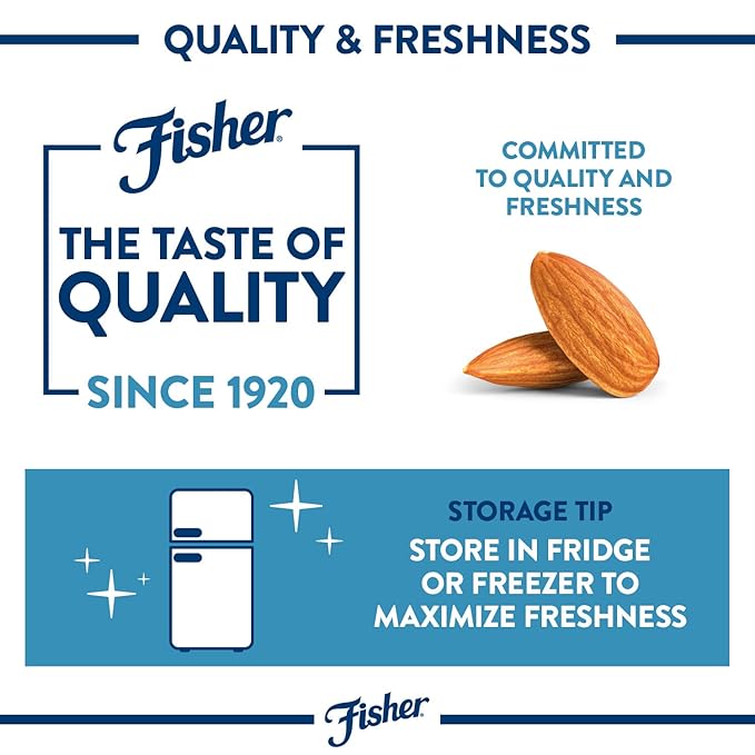 Fisher Chef's Naturals Unsalted Whole Almonds 16oz Resealable Bag, Raw Nuts Perfect for Cooking