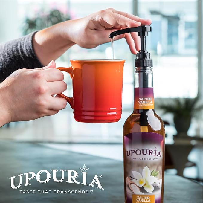 Upouria Salted Vanilla Syrup Flavoring, 100% Vegan, Gluten-Free, Kosher, 750ml bottle (Pack of 2)