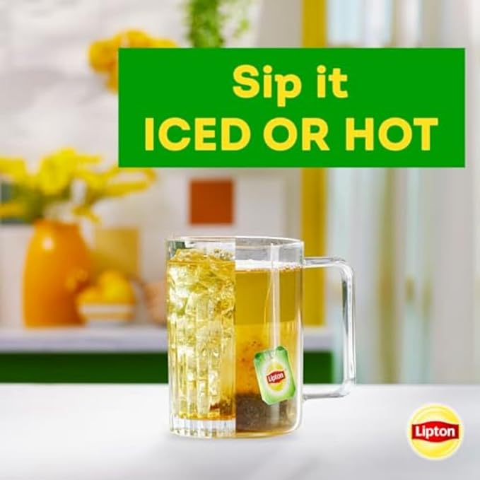 Lipton Peach Green Tea Bags, Flavored, Unsweetened Teabags for Hot Tea or Peach Iced Tea with
